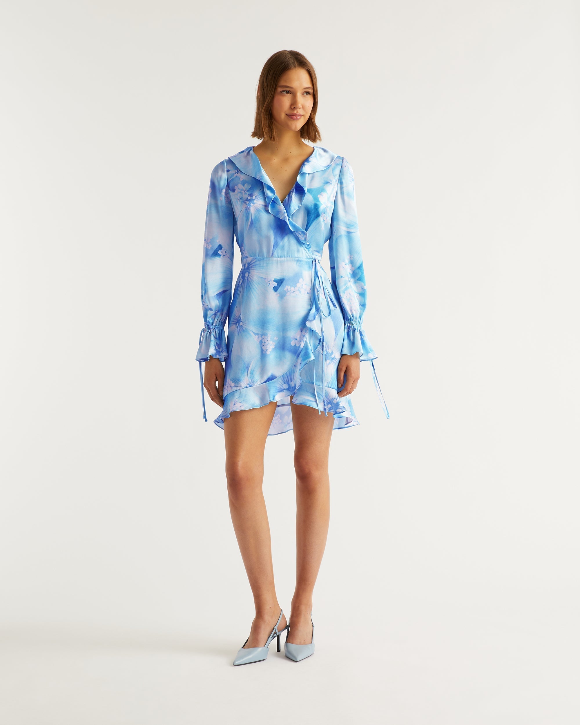 Robe courte Keira en soie - Magic Flowers