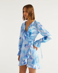 Robe courte Keira en soie - Magic Flowers