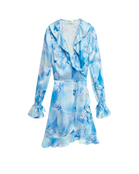 Robe courte Keira en soie - Magic Flowers