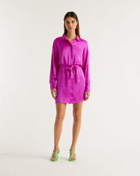 Robe courte Alba en soie - Neon Purple