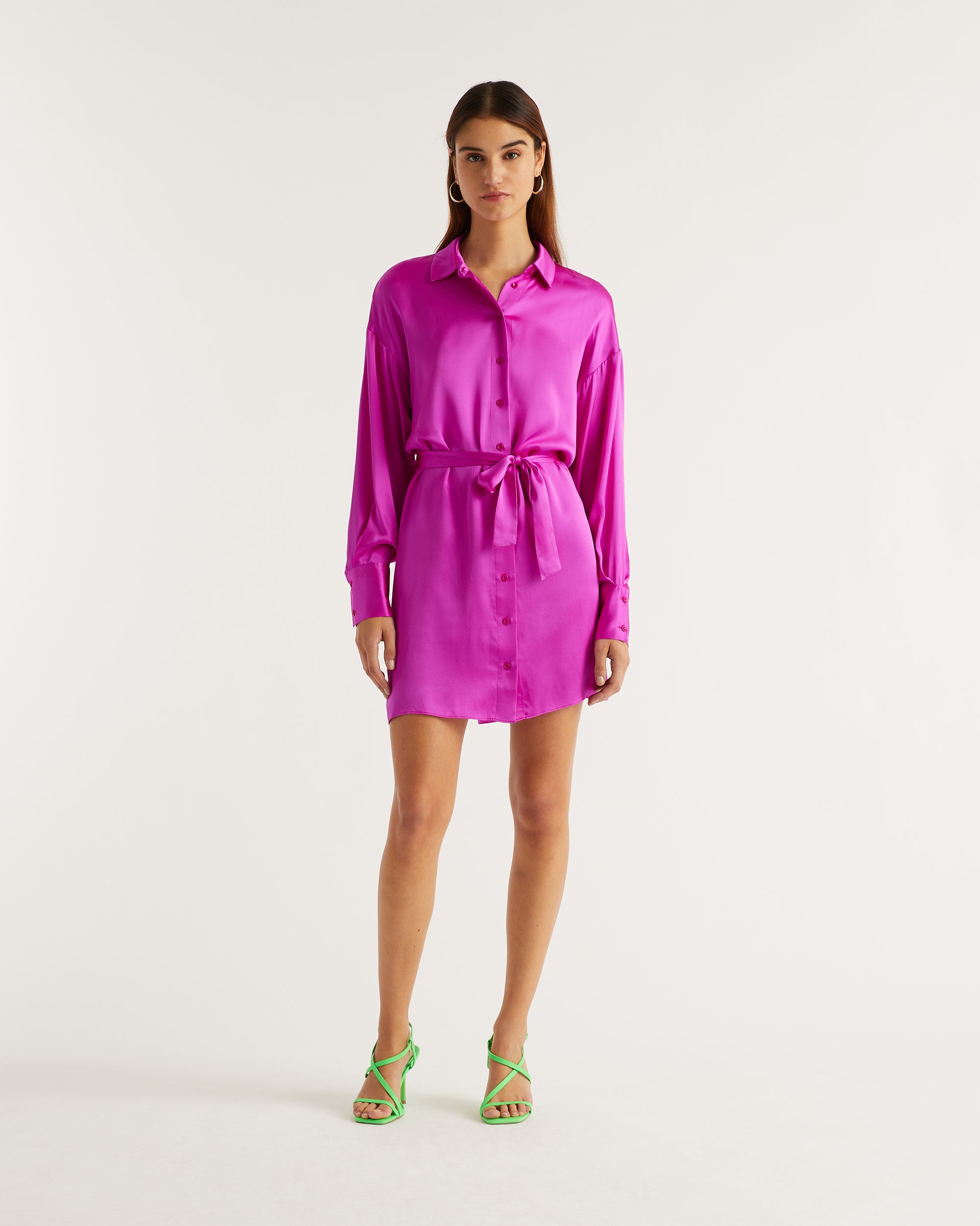 Robe courte Alba en soie - Neon Purple