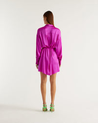 Robe courte Alba en soie - Neon Purple