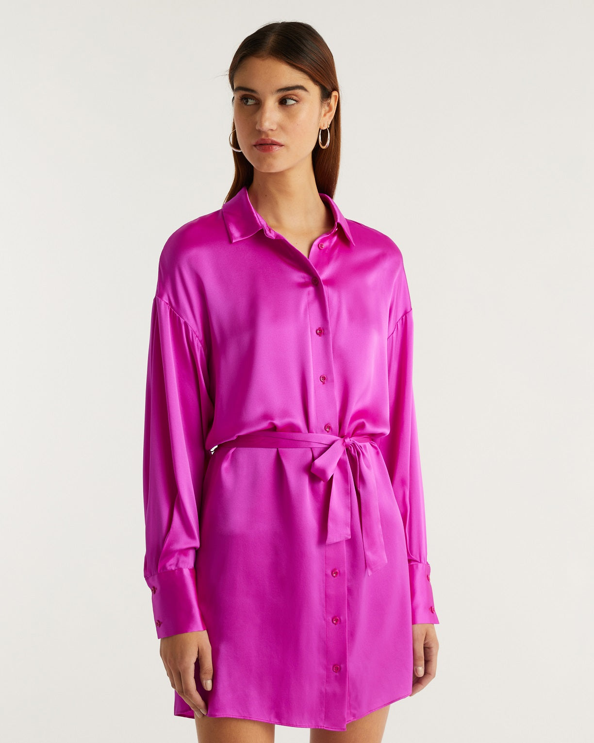 Robe courte Alba en soie - Neon Purple