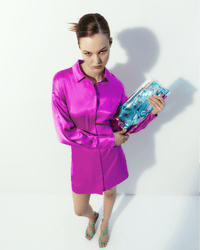 Robe courte Alba en soie - Neon Purple
