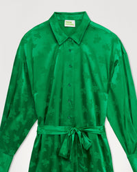 Robe longue Celia en soie - Green Jacquard