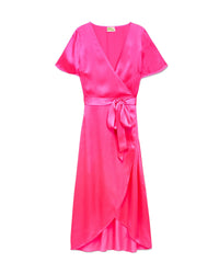 Robe longue Livia en soie - Neon Pink