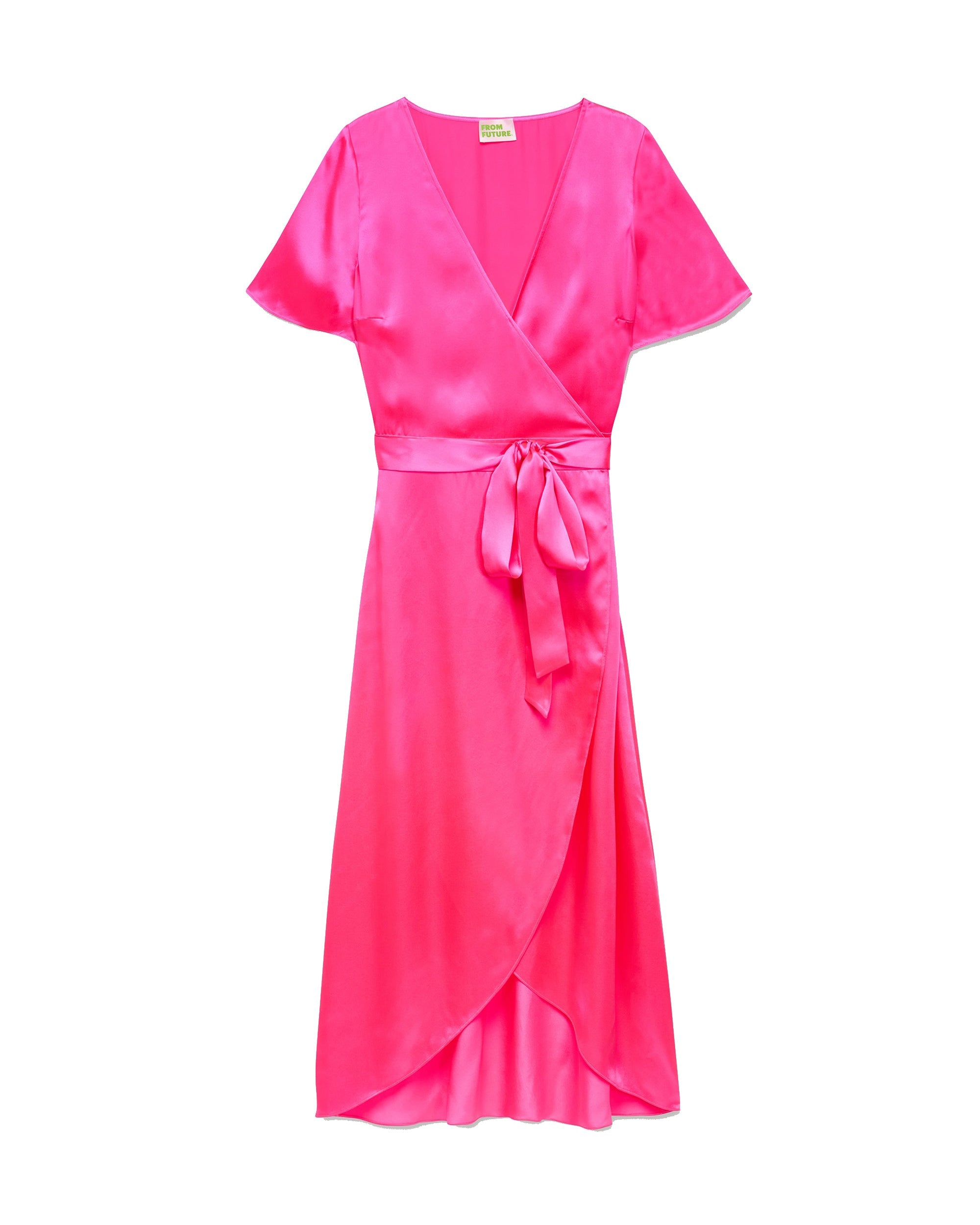 Robe longue Livia en soie - Neon Pink