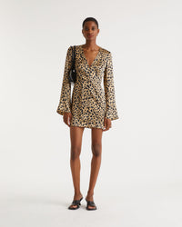 Robe courte Ella en soie - Leopard Print