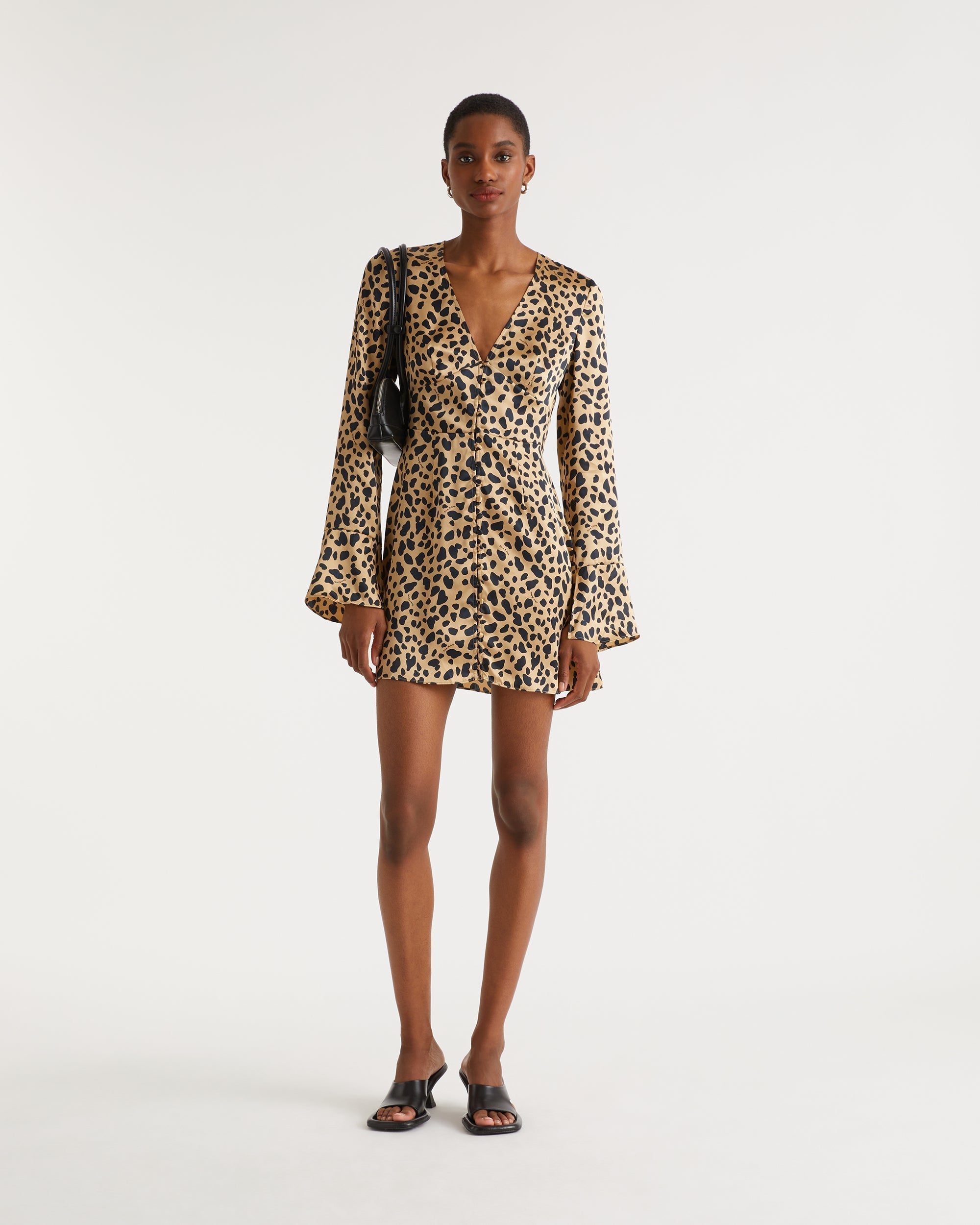 Robe courte Ella en soie - Leopard Print