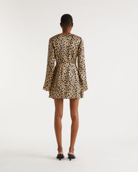 Robe courte Ella en soie - Leopard Print