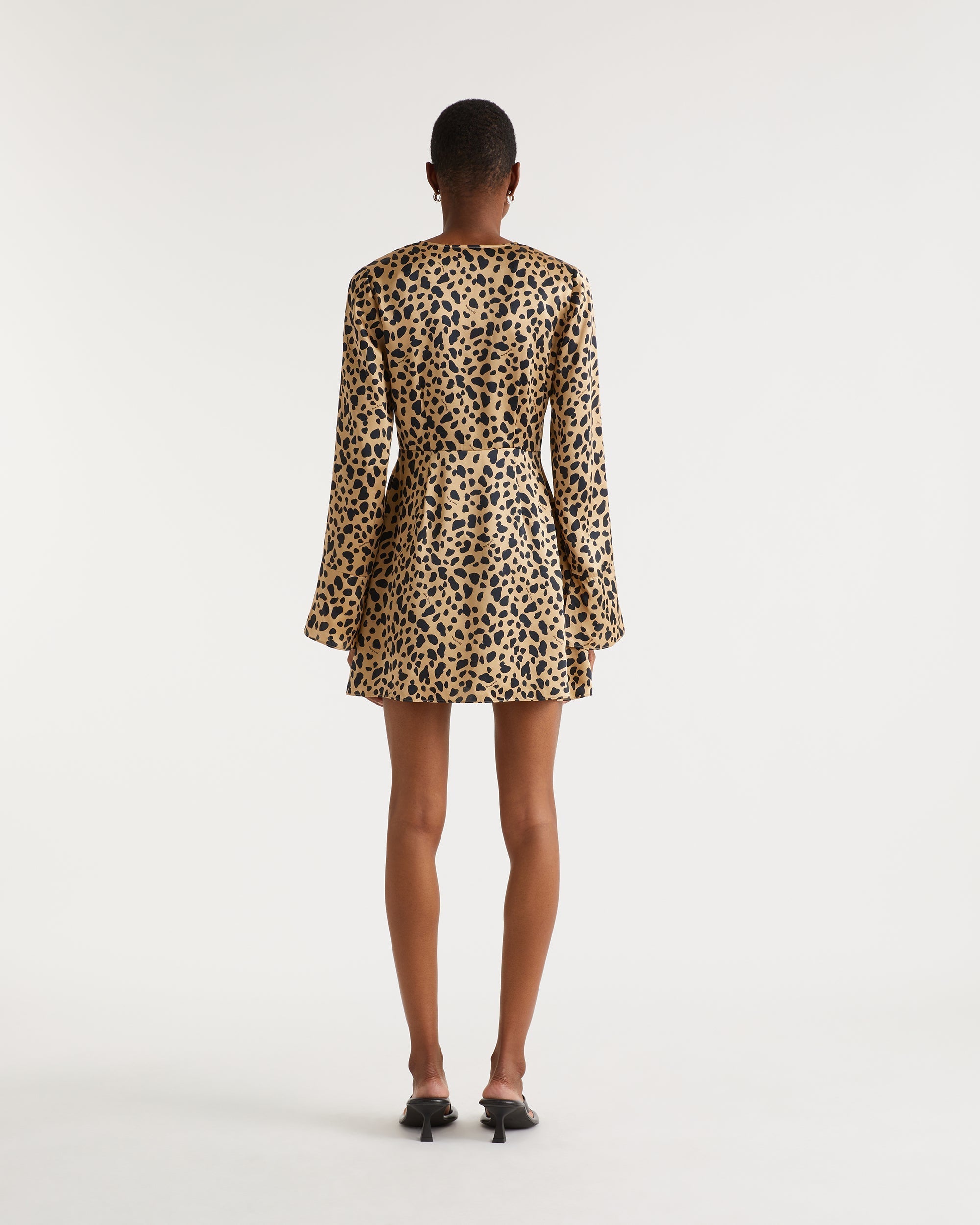 Robe courte Ella en soie - Leopard Print