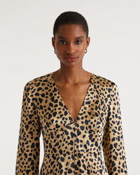 Robe courte Ella en soie - Leopard Print