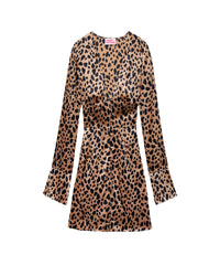 Robe courte Ella en soie - Leopard Print