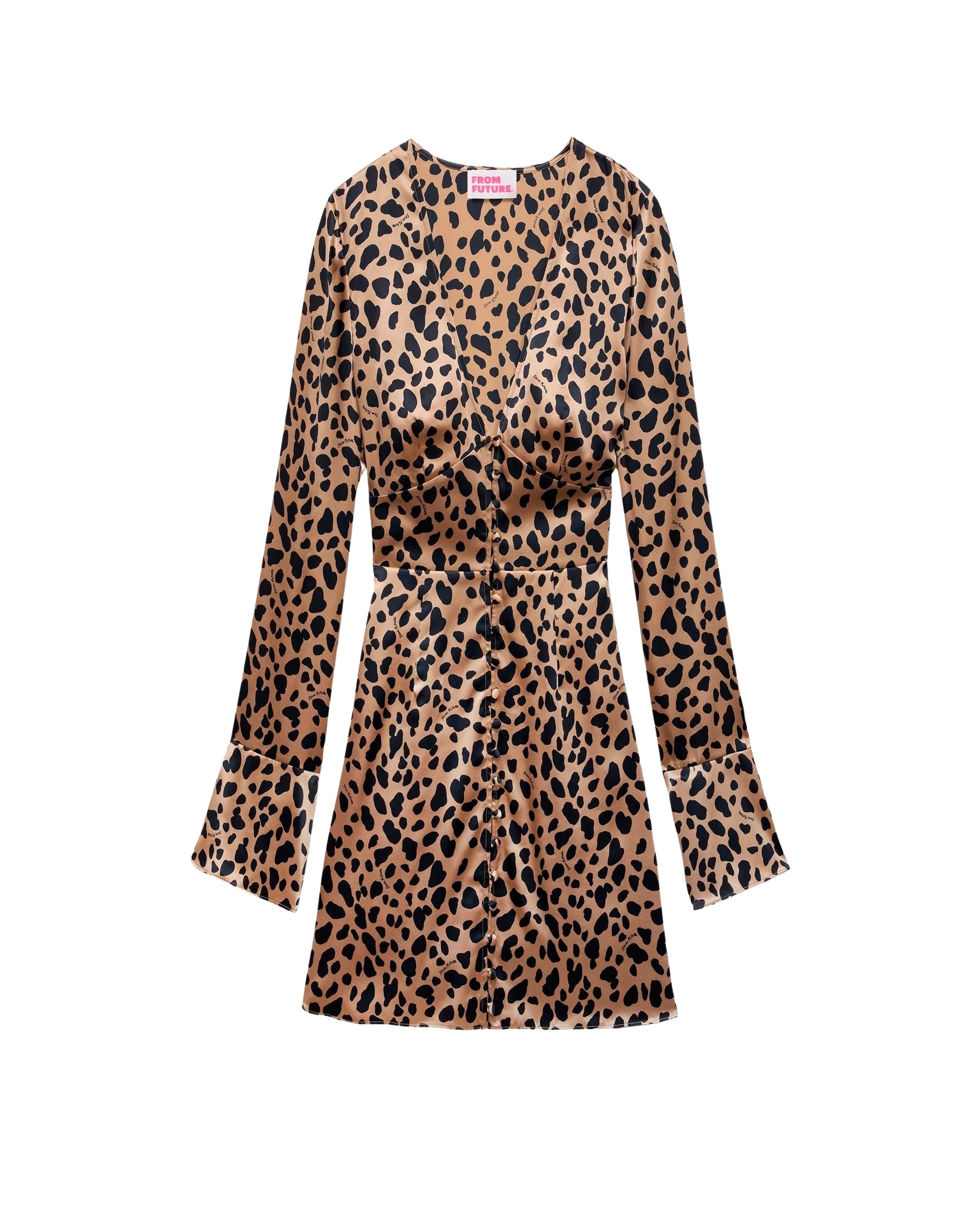 Robe courte Ella en soie - Leopard Print