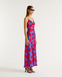 Robe longue Salma en soie - Purple Poppy