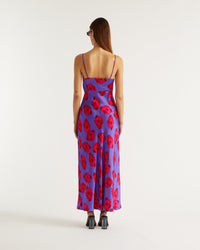 Robe longue Salma en soie - Purple Poppy