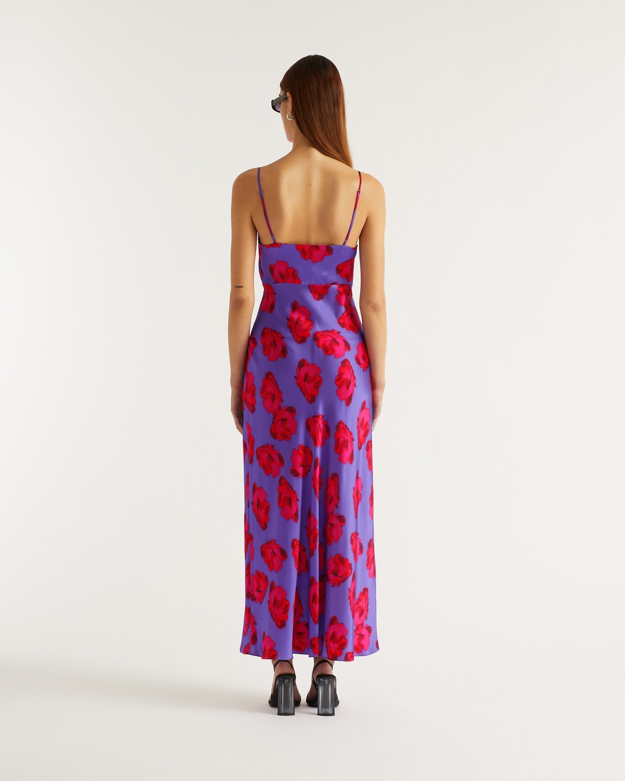 Robe longue Salma en soie - Purple Poppy