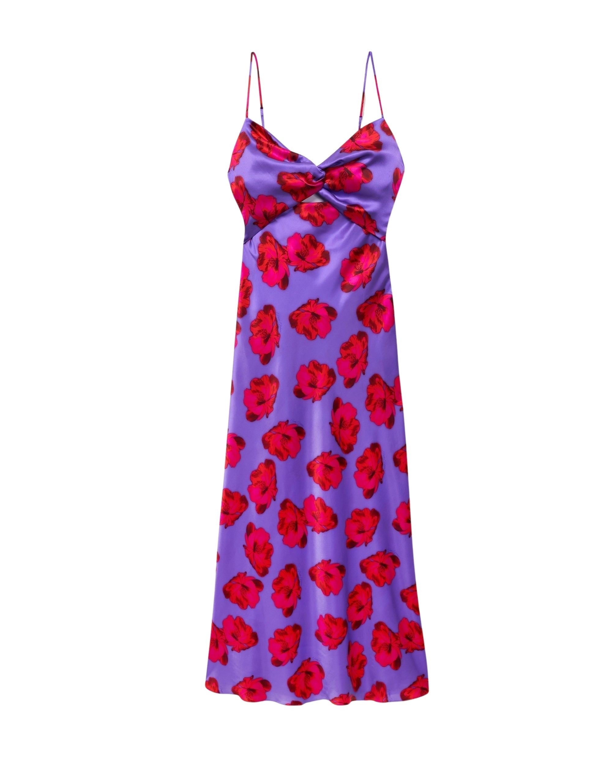 Robe longue Salma en soie - Purple Poppy