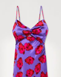 Robe longue Salma en soie - Purple Poppy