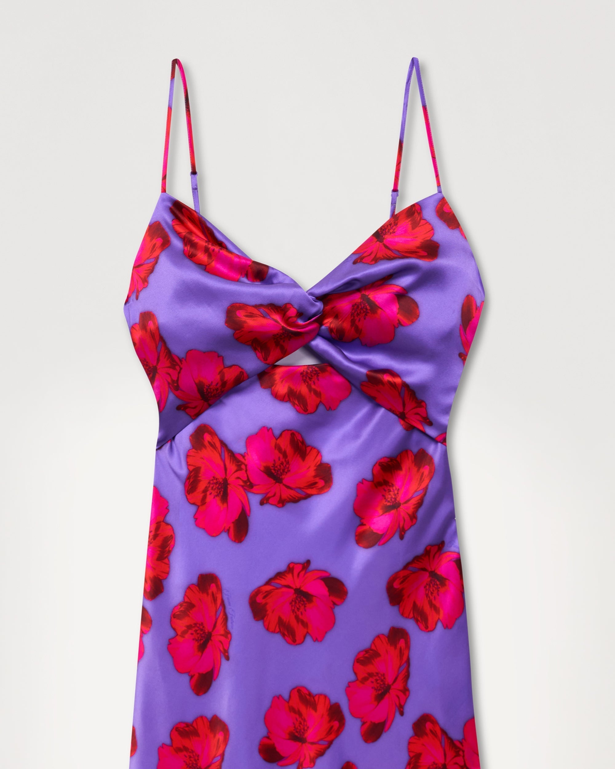 Robe longue Salma en soie - Purple Poppy