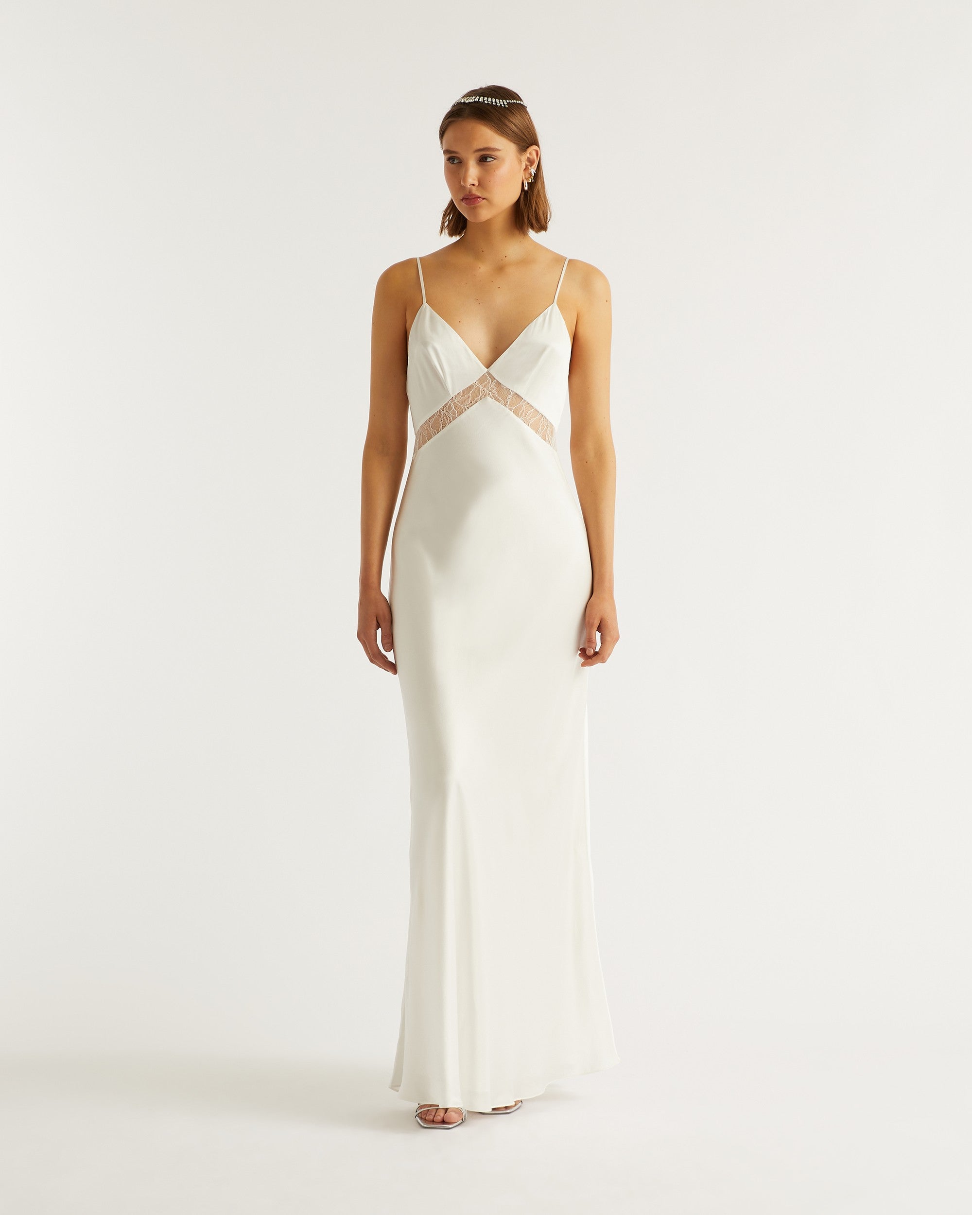 Robe longue Helena en soie - Ecru