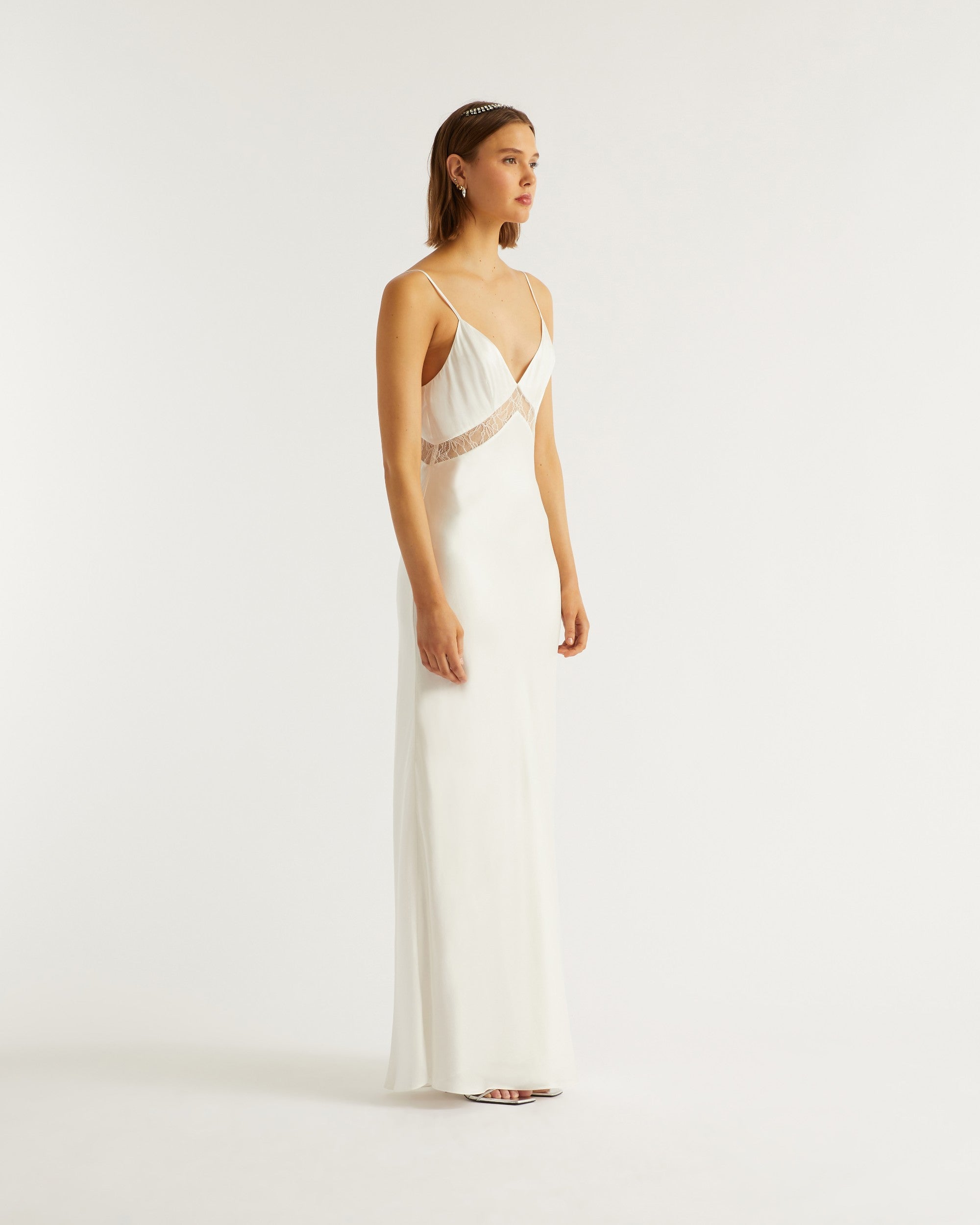 Robe longue Helena en soie - Ecru