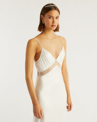 Robe longue Helena en soie - Ecru