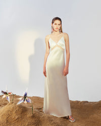 Robe longue Helena en soie - Ecru