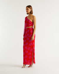 Robe longue Julianne en soie - Red Poppy