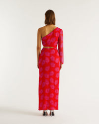 Robe longue Julianne en soie - Red Poppy