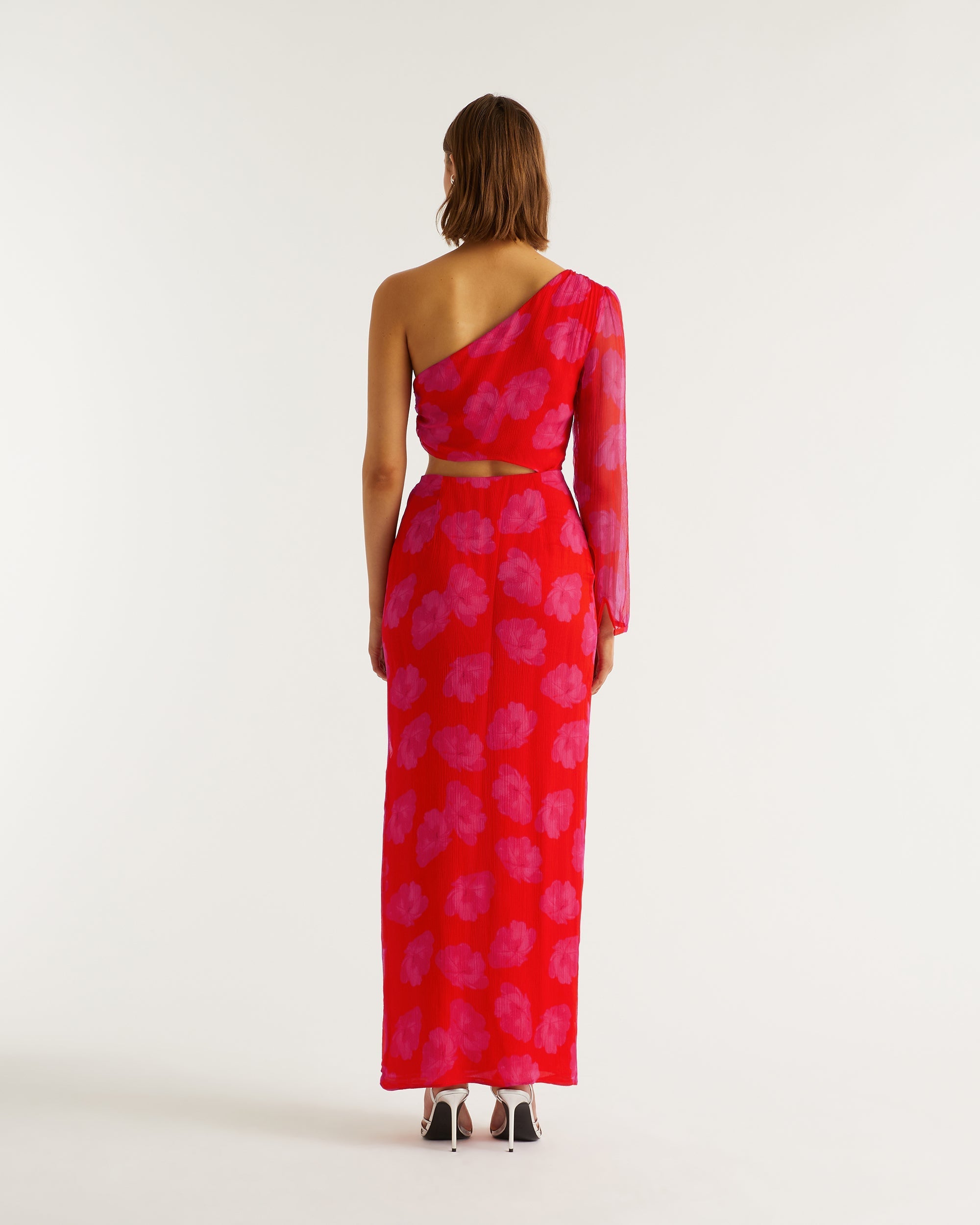 Robe longue Julianne en soie - Red Poppy