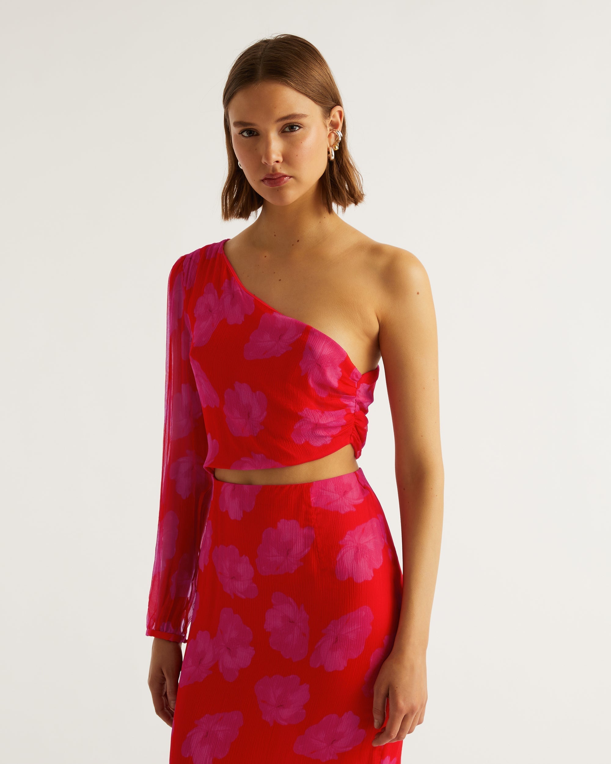 Robe longue Julianne en soie - Red Poppy