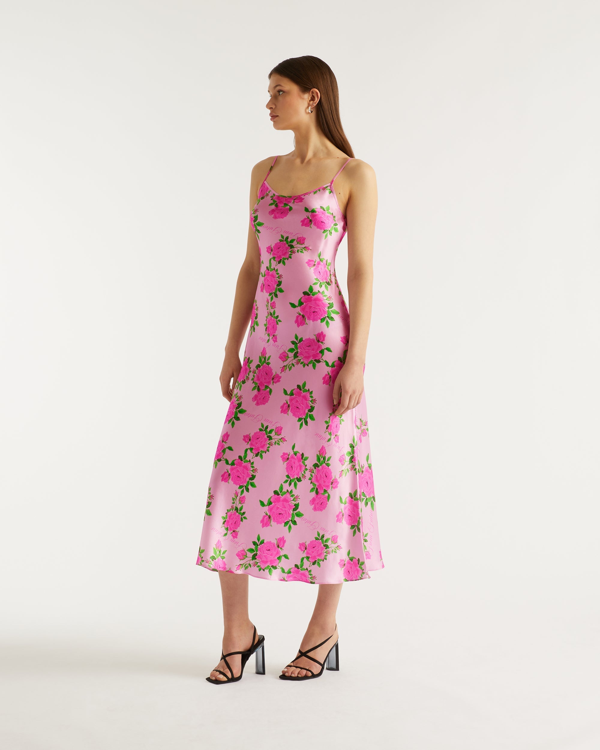 Robe longue Gemma en soie - Big Roses