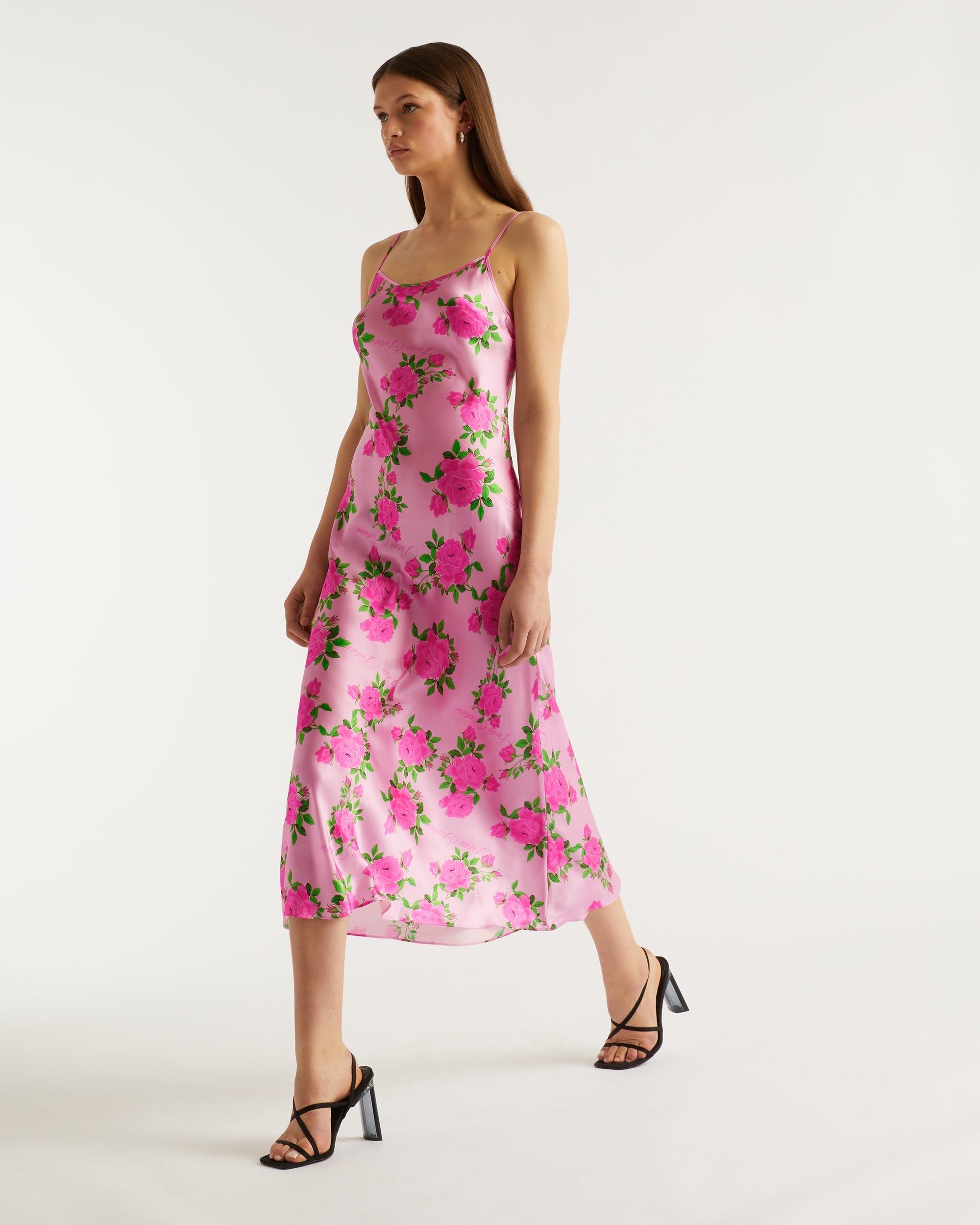 Robe longue Gemma en soie - Big Roses