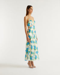 Robe longue Carly en soie - Big Roses