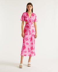 Robe longue May en soie - Rosae Aqua