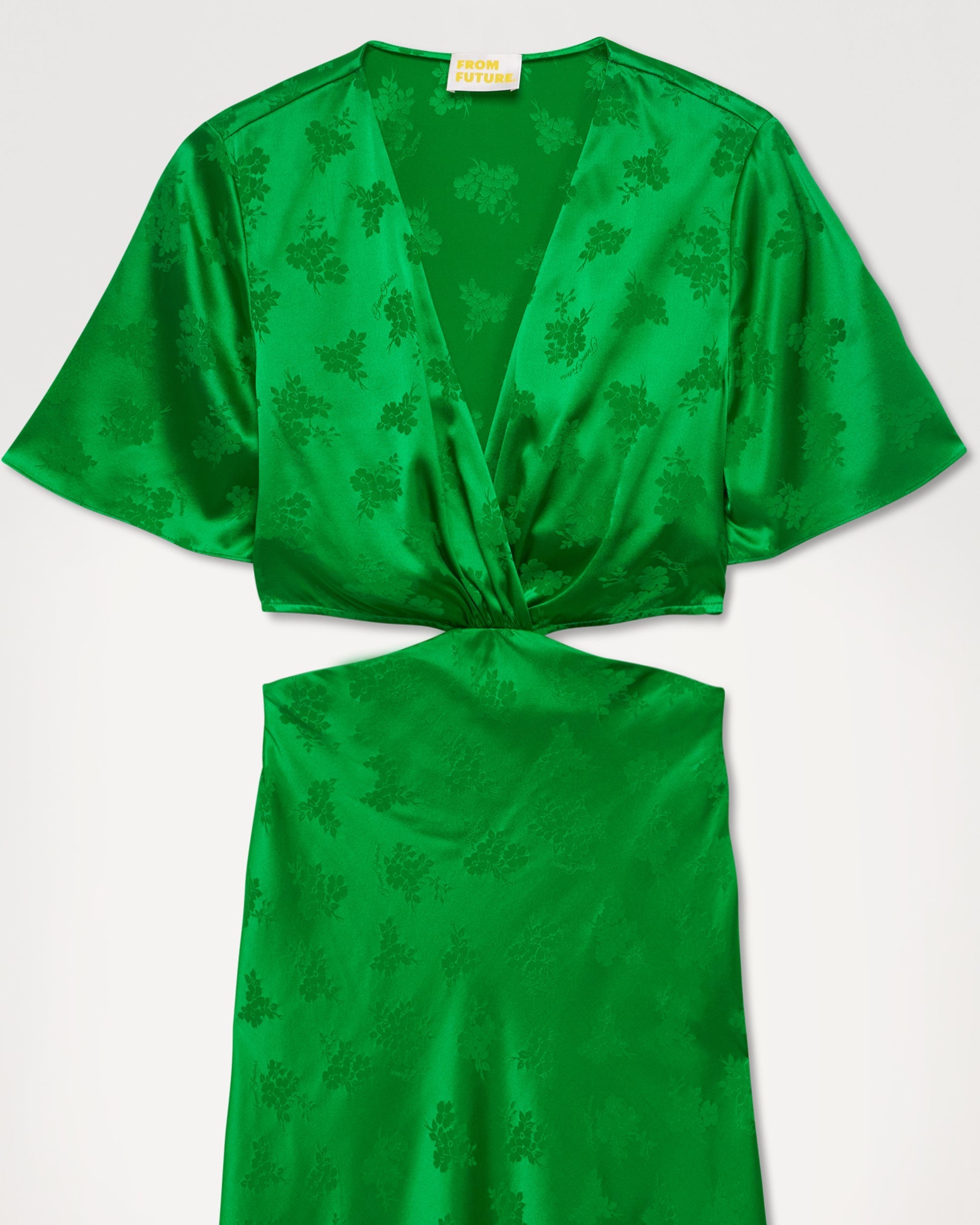 Robe longue May en soie - Green Jacquard