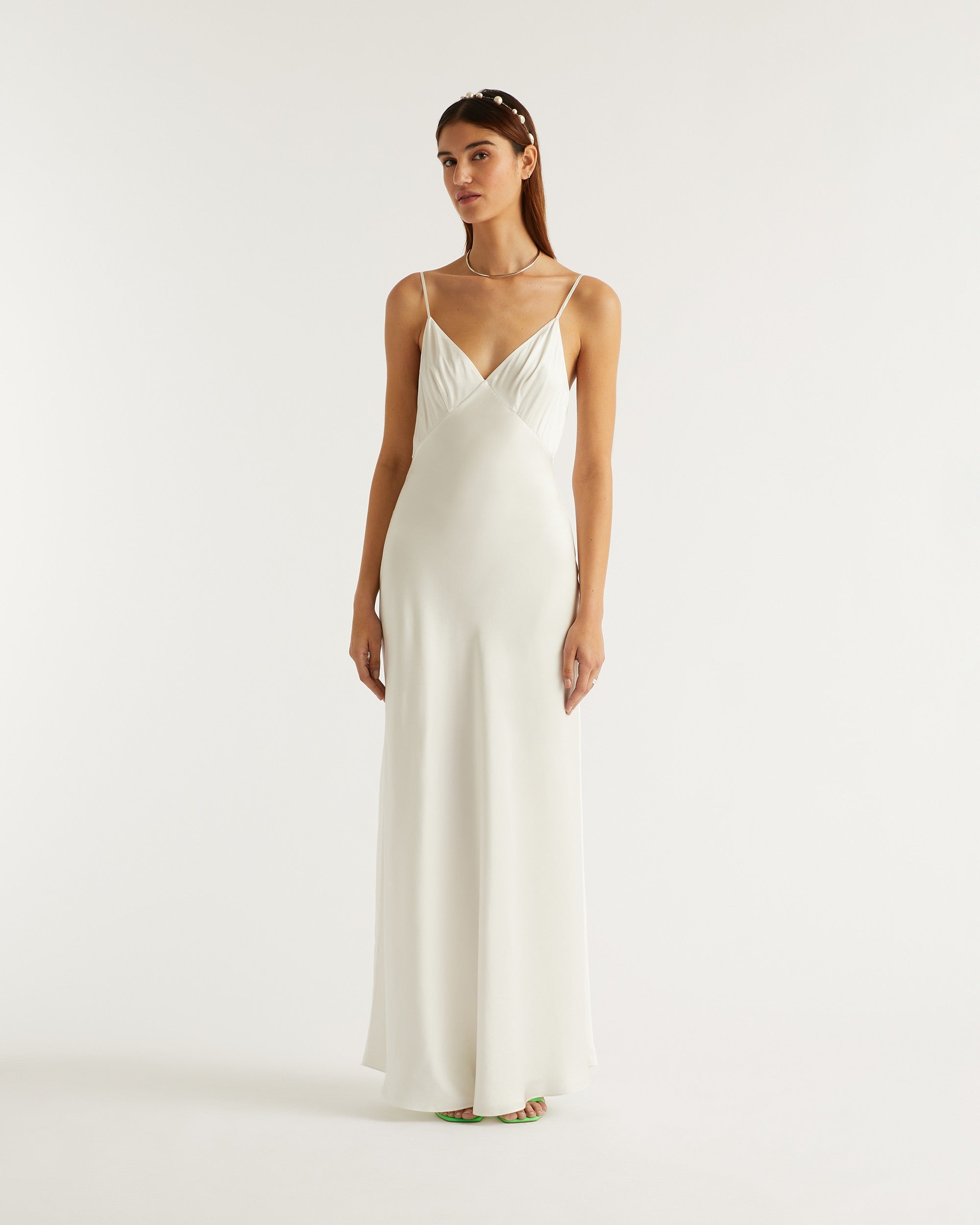 Robe longue Georgia en soie - Ecru