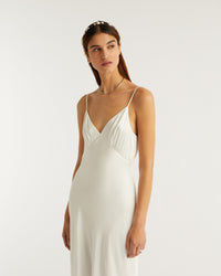 Robe longue Georgia en soie - Ecru