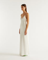 Robe longue Georgia en soie - Ecru