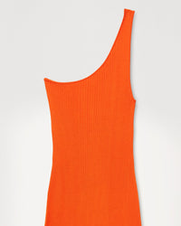 Robe longue asymétrique et fendu en laine mérinos - Beach Orange