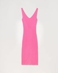 Robe longue à dos plongeant en laine mérinos - Party Pink