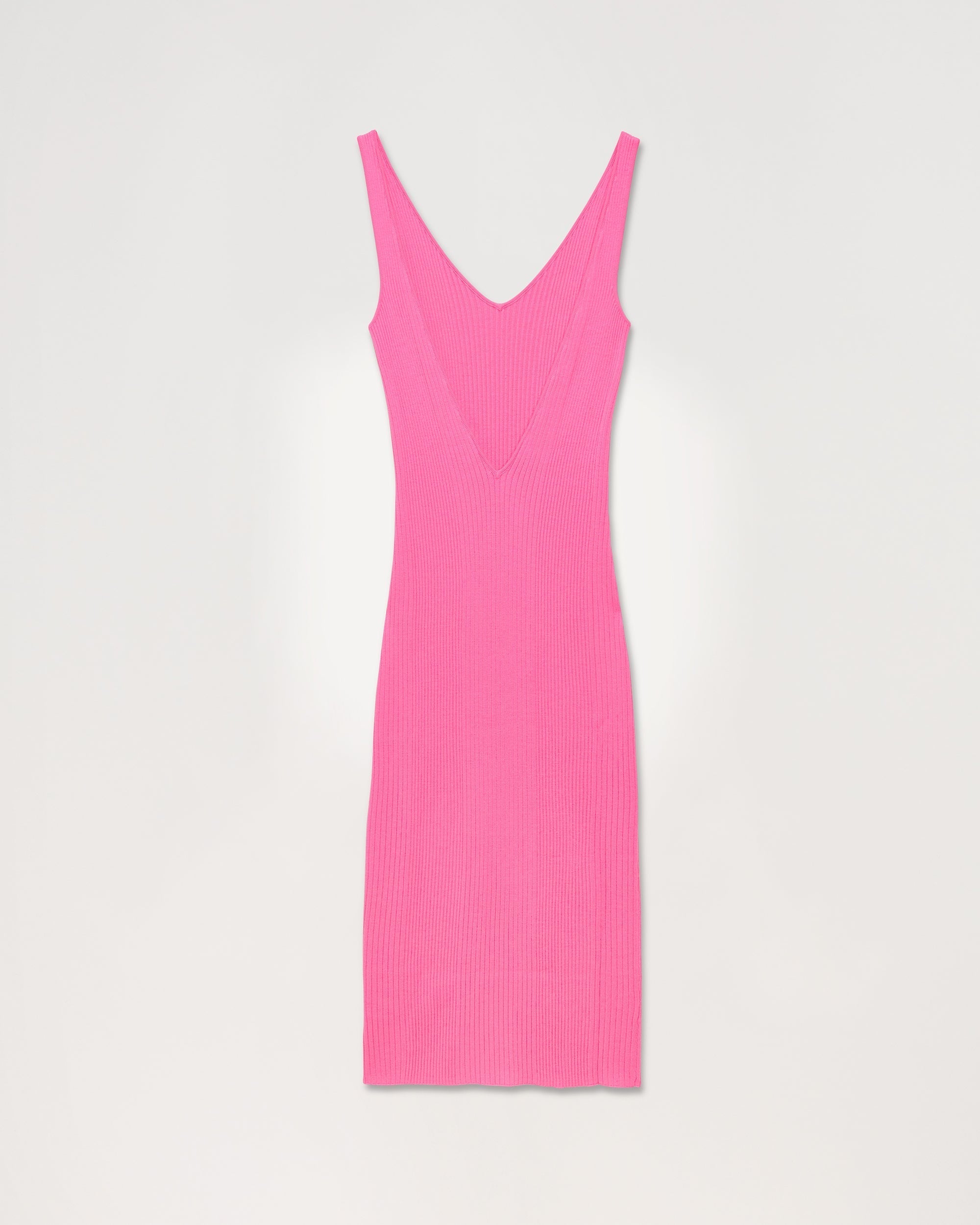 Robe longue à dos plongeant en laine mérinos - Party Pink