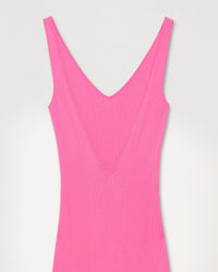 Robe longue à dos plongeant en laine mérinos - Party Pink