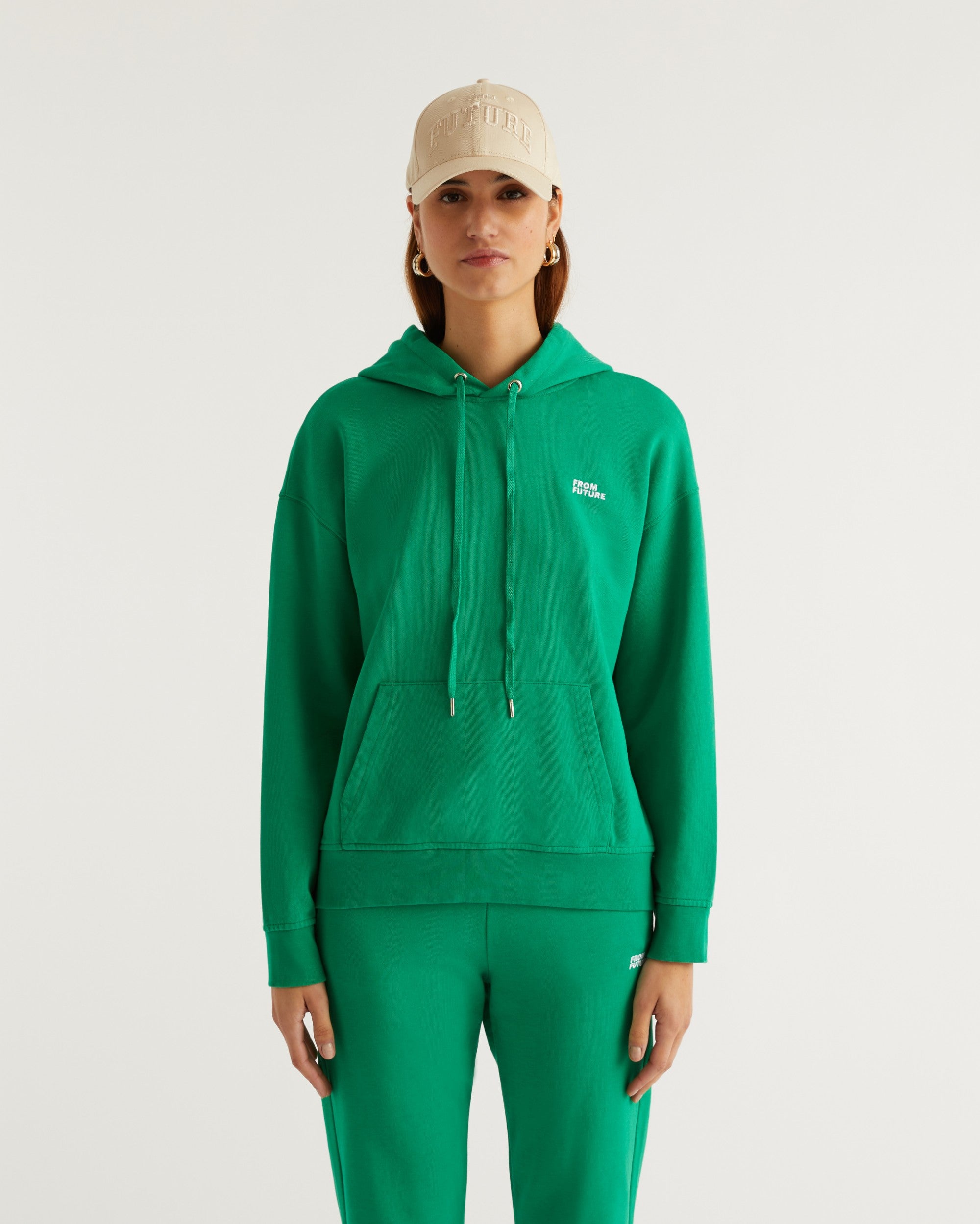 Hoodie unisexe oversize à broderie - Summer Green