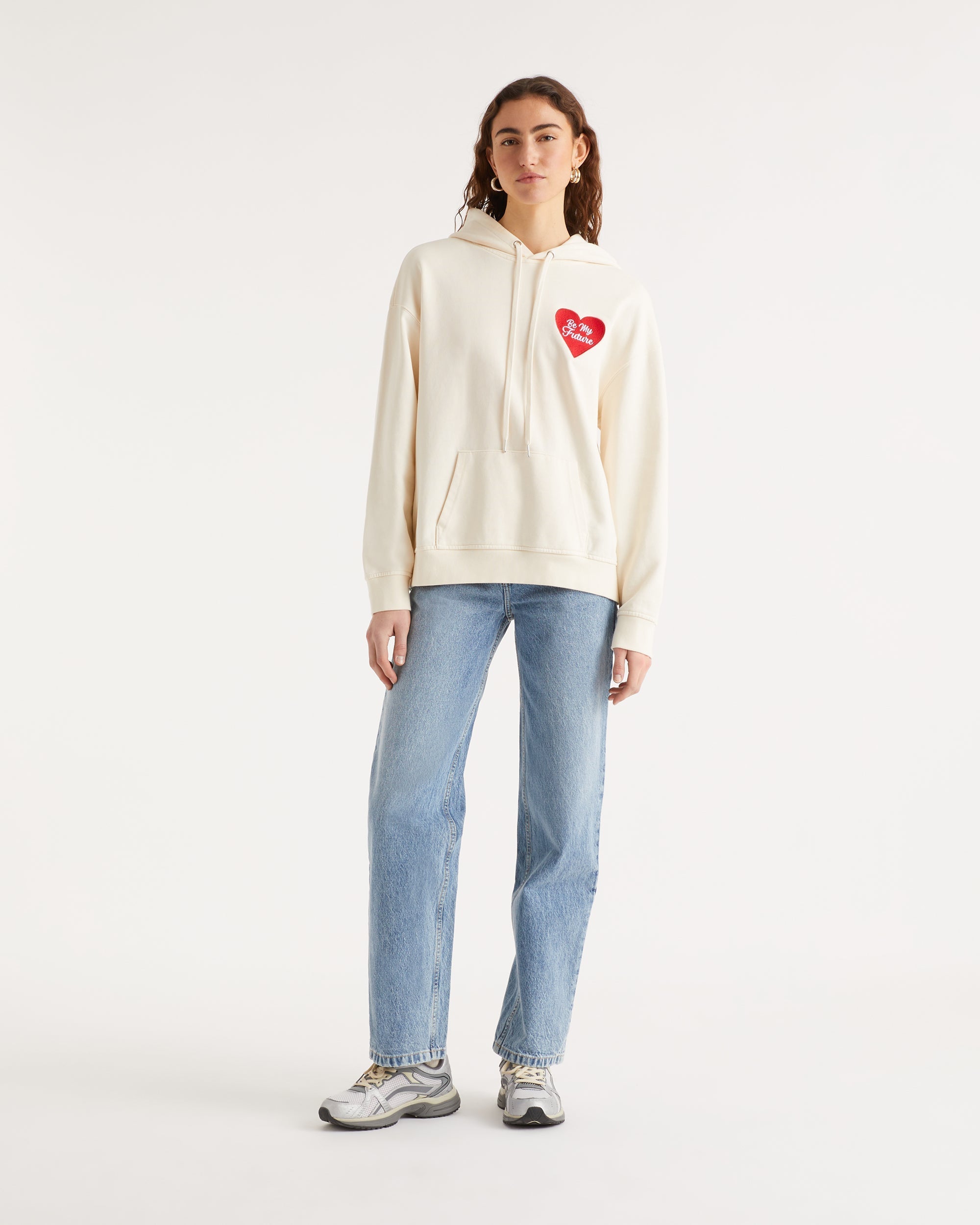 Hoodie Saint valentin à cœur brodé - Desert Sand
