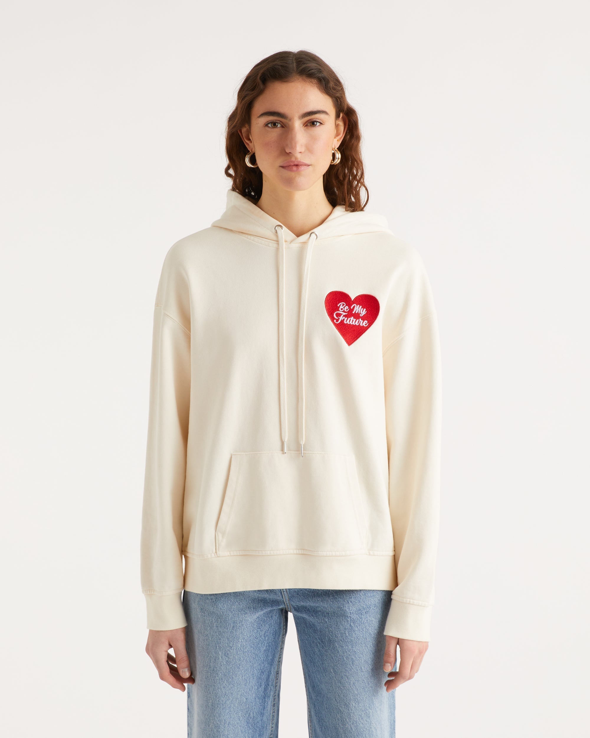 Hoodie Saint valentin à cœur brodé - Desert Sand