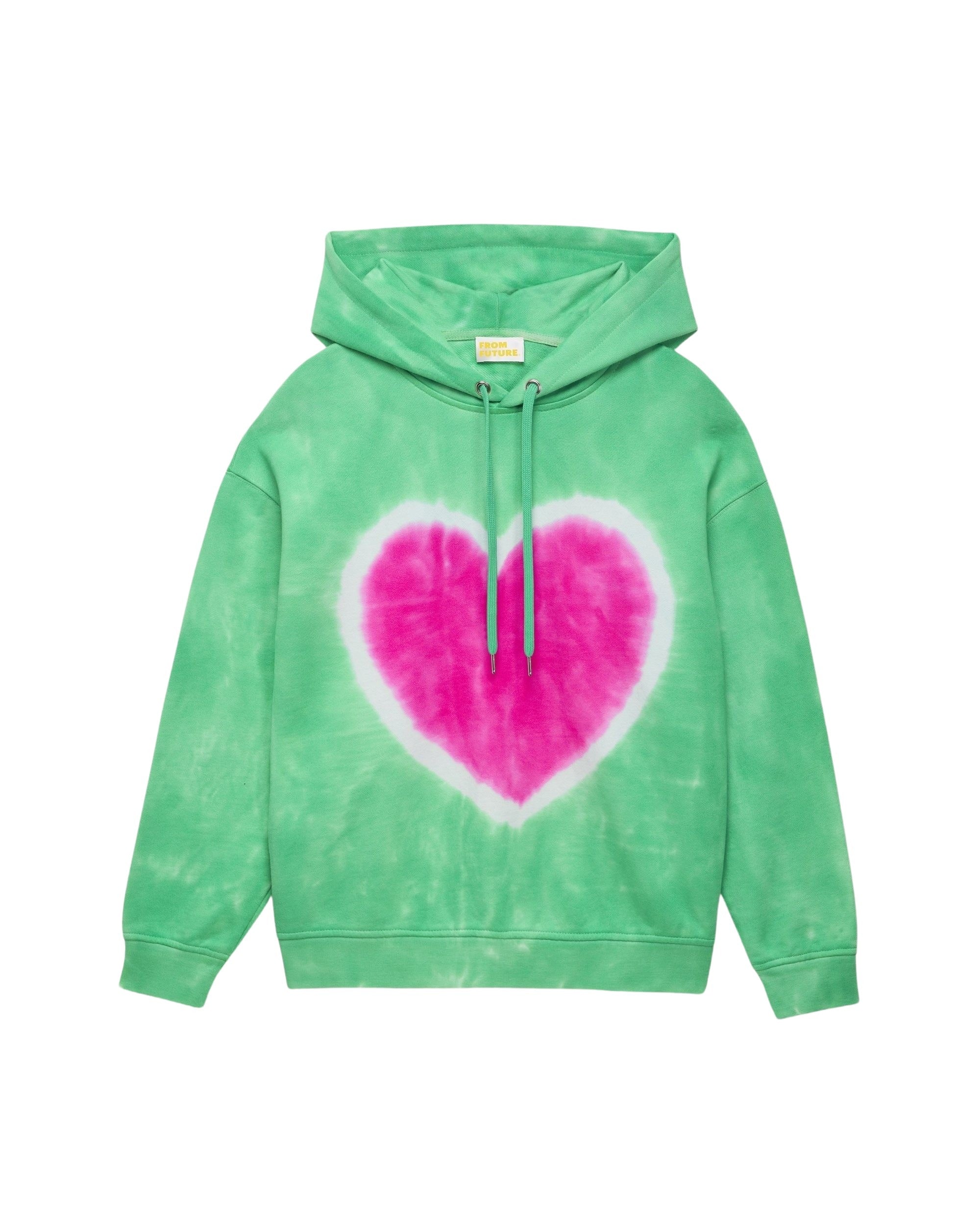 Hoodie Tie and dye coeur - Acid Green