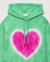 Hoodie Tie and dye coeur - Acid Green