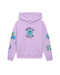 Hoodie oversize World Lover - Lilac